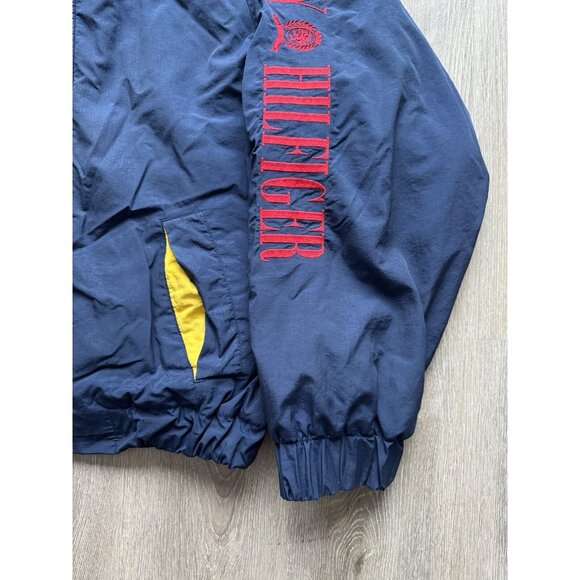 Vintage Tommy Hilfiger Jacket Rare Streetwear Hype XLarge Blue Yellow Red Patch - Picture 7 of 16